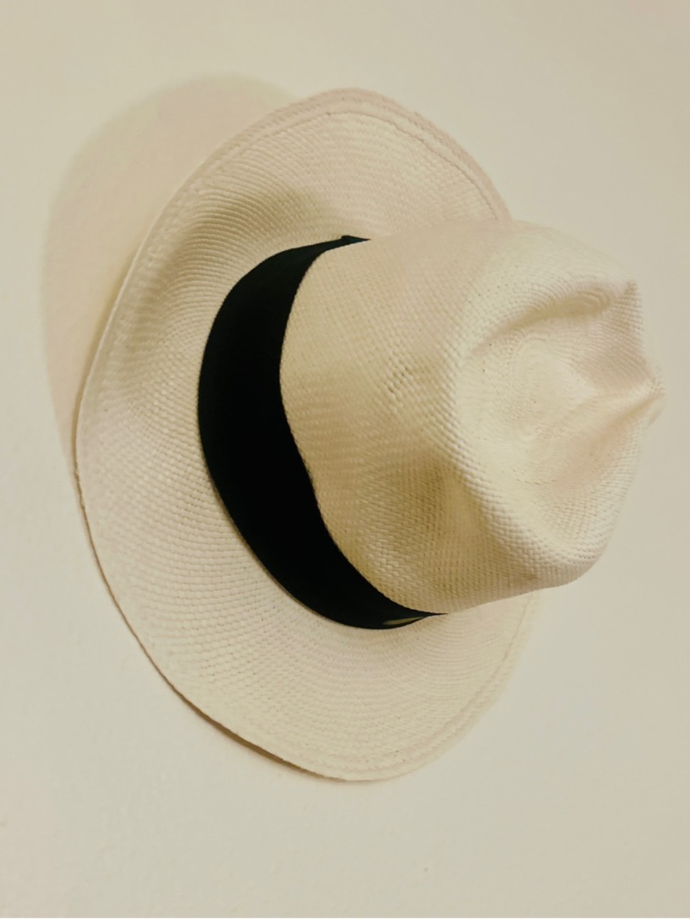 Classic Genuine Montecristo, handmade Straw Panama Hat with Black Band